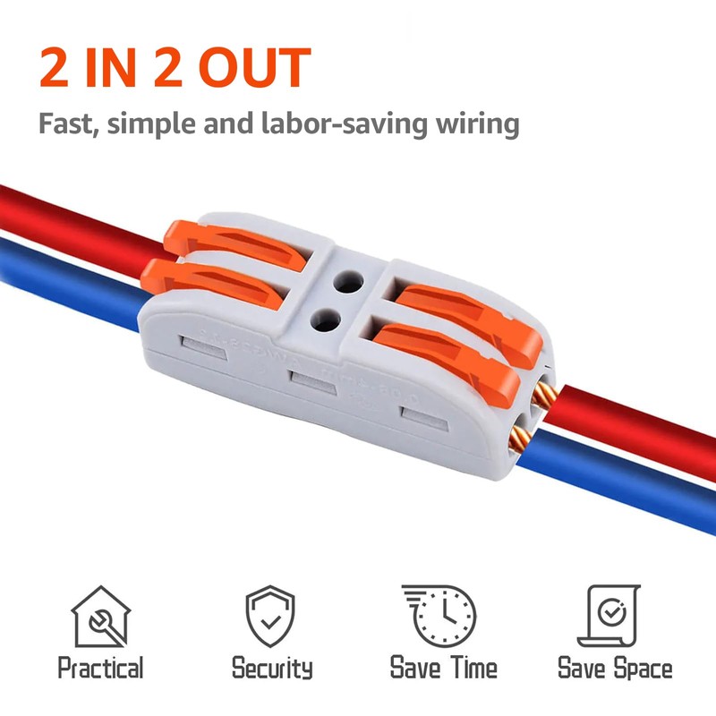 100pc Inline Compact Splicing Wire Connectors, USUPERINK Inline Wire Connector,