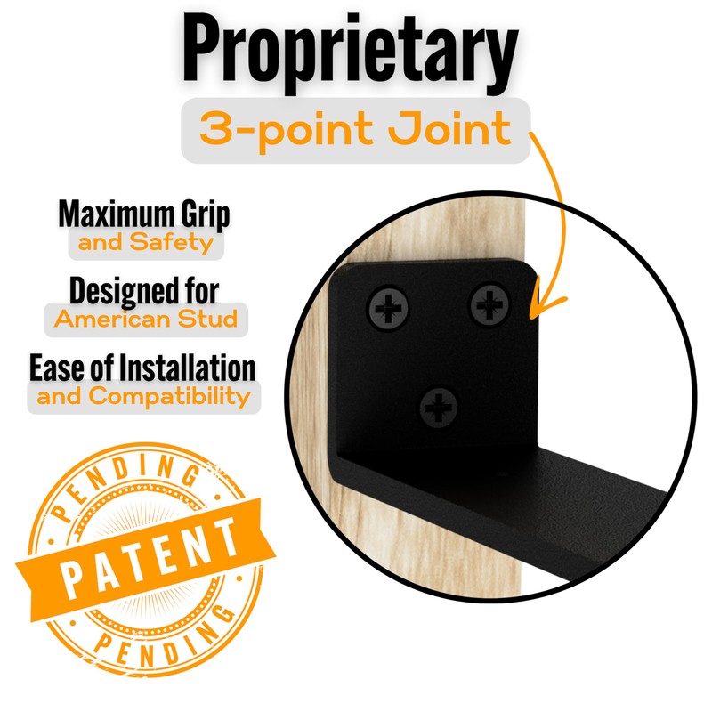 EVALD Floating Shelf Brackets w/ Lip | Hidden Black Carbon