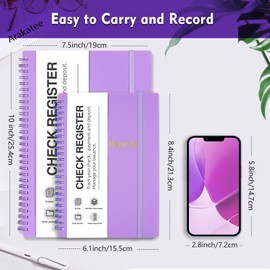 Check Registers for Personal Checkbook, Double Spiral Large Check Register Book, Budget Planner with Check Register for Personal and Work, 7.5'' x 10'' - Purple