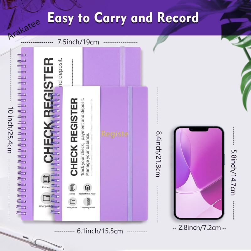 Check Registers for Personal Checkbook, Double Spiral Large Check Register