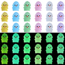 WEWAYSMILE 36pcs Resin Chickens Miniature Animals, Tiny Plastic Chicken Glow in The Dark, Luminous Resin Mini Chicken, for Micro Garden Landscape Aquarium Party Home Decor (6 Colors) (chick)
