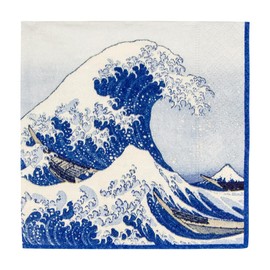 Caspari The Great Wave Paper Cocktail Napkins in Blue, 20 Per Package