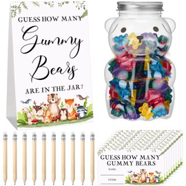 Baby Shower Games Guess How Many Bears Woodland Games Sign 50 Guessing Game Cards 10 HB Pencils 1 Cute Bear Bottle for Guests Gender Reveal Party Favors