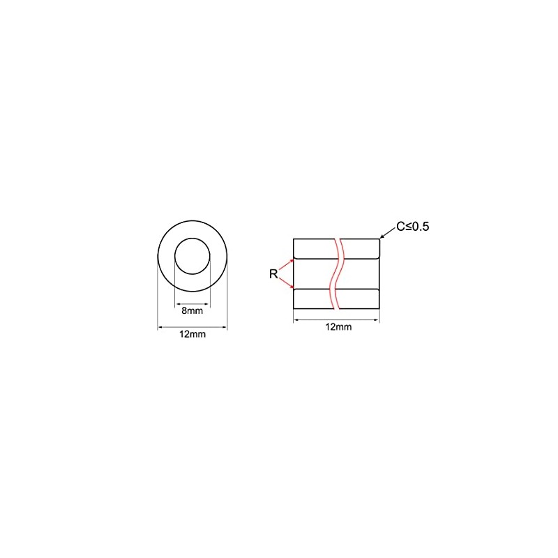 sourcing map Bearing Sleeve 8mm Bore x 12mm OD x