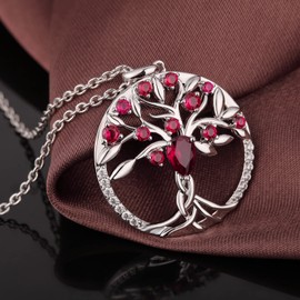 Jiahanzb 18K Plated Tree of Life Necklace for Women Pendant Necklace Cubic Zirconia Jewellery Birthday Wife Jewellery, Sterling silver, Cubic Zirconia