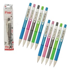 Flair 10 x 0.7mm CLIXX Fine HB Mechanical Rubber Grip Pencils Write Draw Sketch