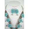 Skelapparel Southwestern Style Round Naja Blue Squash Blossom Statement Necklace