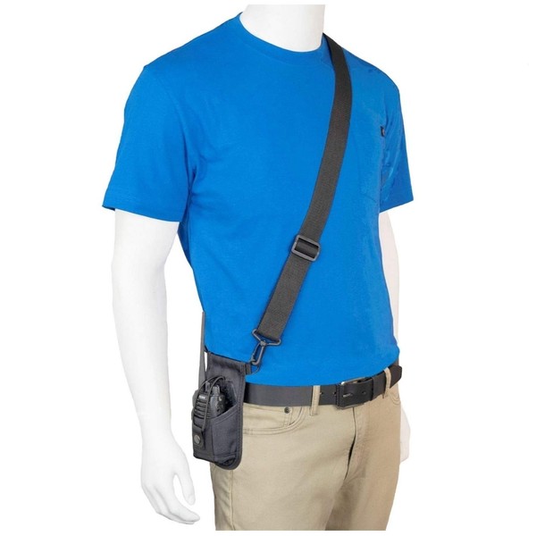 SSRH-500 Shoulder Strap Radio Holster with an Adjustable Radio Pouch that will hold a radio from 4-3/4" up to 8-1/2" tall. Made in the USA by Holsterguy.