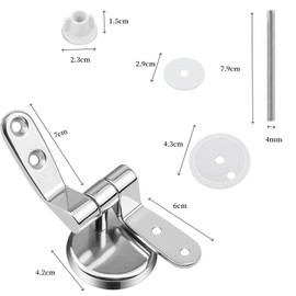 Acrylic 1 Pair Modern & Retro Alloy Steel Metallic Silver Universal Toilet Seat Hinges