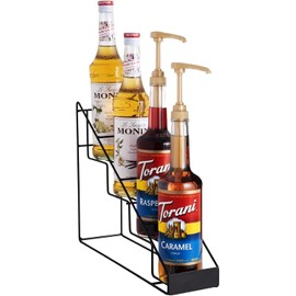 ONNEKA Coffee Syrup Rack & Syrup Holder – Loved by 5,000+ Coffee Fans! Stepped Rustproof Rack, Fits 750ml Torani & Monin Bottles, Elevate Coffee Bars, Kitchens, Pubs, Restaurants & Parties (4 Bottles)