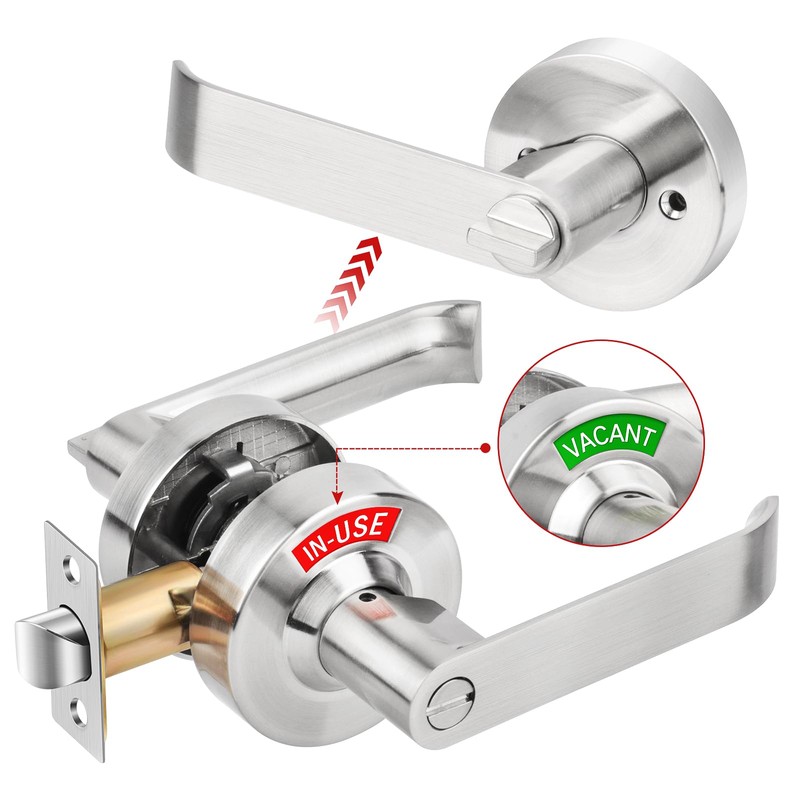 Feeloco Indicator Privacy Lock and Door Lever,Vacant Occupied Bathroom Lock