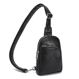 INICAT RFID Blocking Small Crossbody Sling Bags Chest bag for Women 1.9 Liter(08-026 Black)