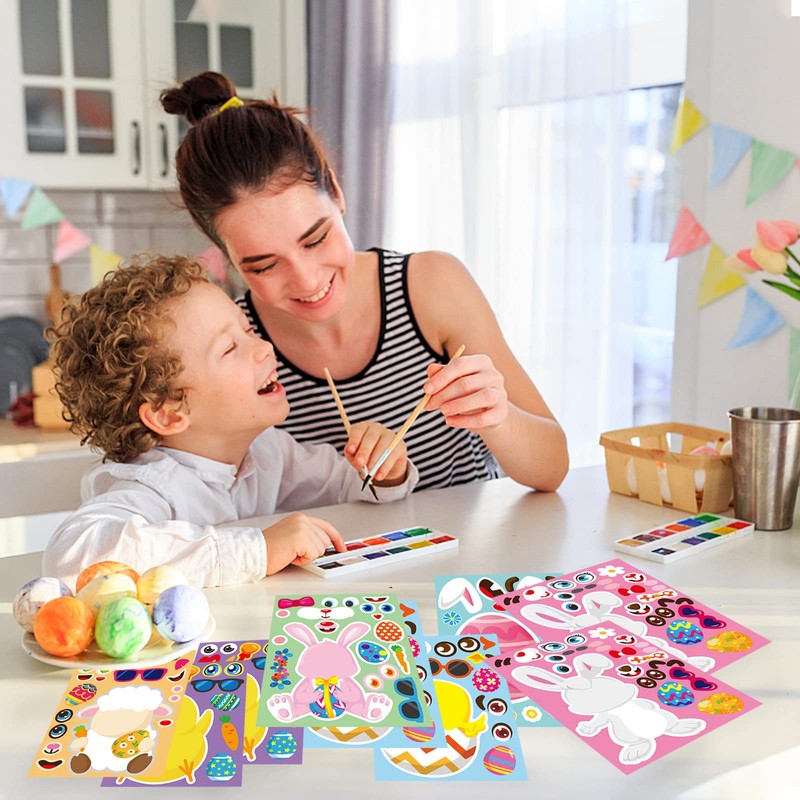 18 Sheets Easter Stickers for Kids Easter Crafts Make a