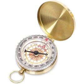 Eidyer Compass for Navigation, Vintage Pocket Compass with Luminous Function, Pure Copper Shell, Waterproof Military Compass for Camping/Orienteering/Hiking/Marching and Collection