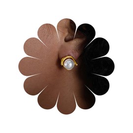 TseenYi Vintage Pearl Stud Earrings Gold Pearl Earrings Small Pearl Palace Earrings Bridal Pearl Wedding Earrings Round Pearl Luxurious Earrings Jewelry for Women and Girls