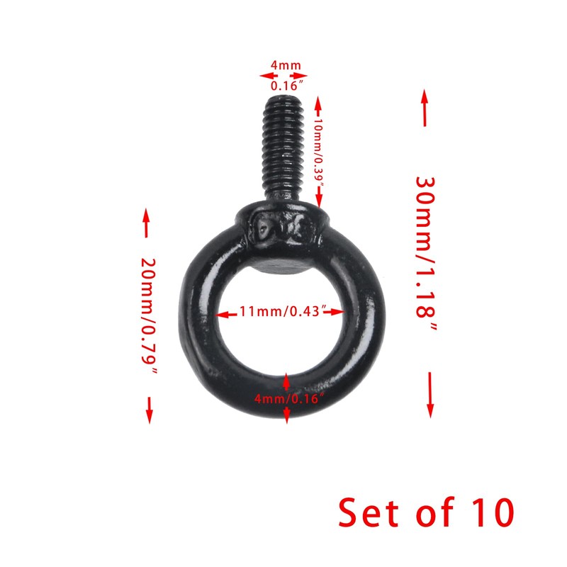Crapyt 10 Pcs M4 Male Thread Machinery Shoulder Lifting Eye
