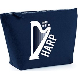 Hippowarehouse Born to Play Harp printed make up cosmetic wash bag 18x19x9cm