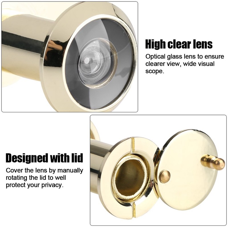 Door Viewer Security Peek Peephole Optical Glass 200 Degree Wide