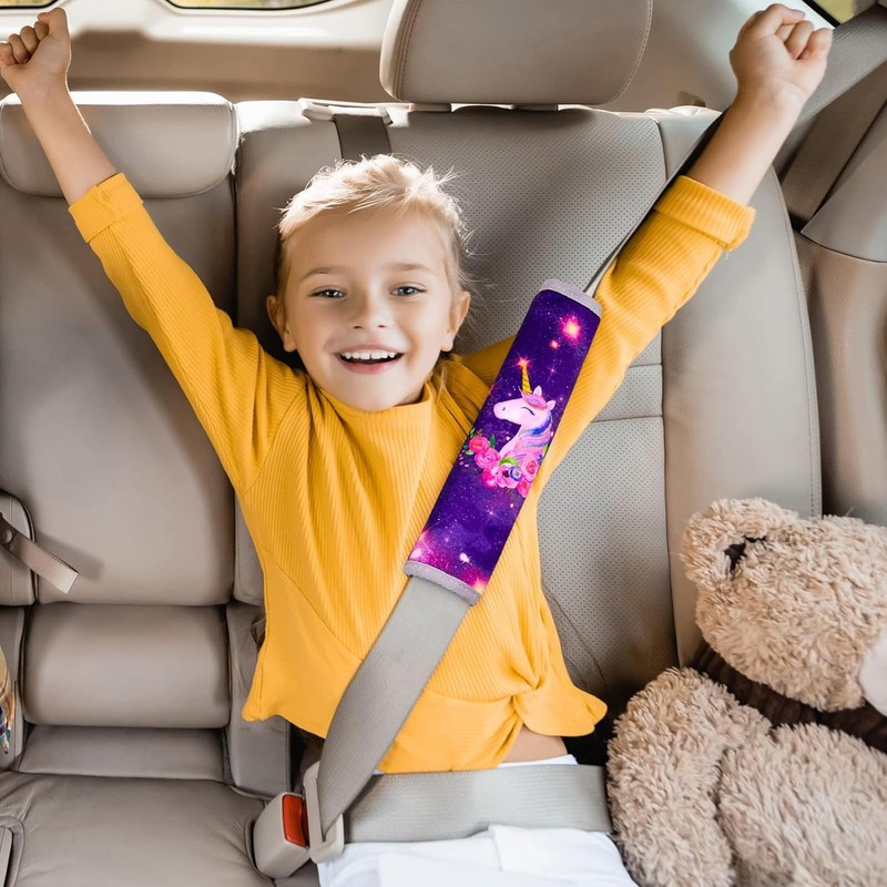 Unicorn Castle 2 Pcs Seat Belt Pads for Kids Car