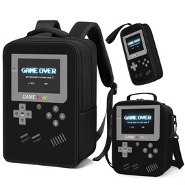 School Backpack for Boys,3pcs Gamer Boys Backpack with Lunch Box Set for Kids Children Teens Elementary Middle School,17" Large Capacity Student Bookbag & Multifunctional Video Game Travel Bag