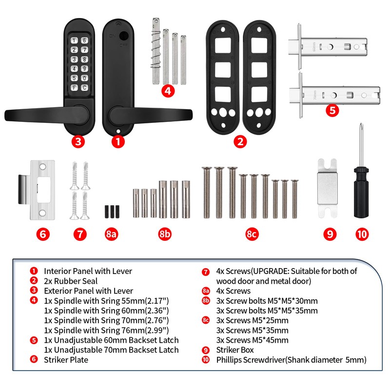 ANNFUZ Mechanical Keypad Keyless Entry Door Lock with Handle,Push Button