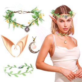 JeVenis Set of 4 Pink Elf Crown Elf Headpiece Fairy Costume Viking Fairy Headpiece Accessories Cosplay Accessories