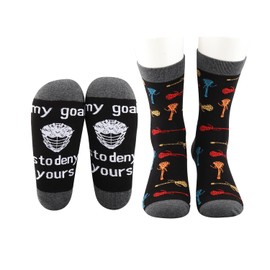 MBMSO Lacrosse Socks 2 Pairs My Goal is to Deny Yours Lax Socks Lacrosse Player Gifts Lacrosse Gift Lax Gifts Lax Goalie Gift (Lax Goalie Socks)