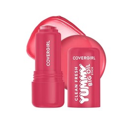 COVERGIRL Clean Fresh Yummy Big Oil Stick, aceite de labios saborizado, acabado húmedo, no graso, 160 miel, I Glow (rosa polvorienta transparente)