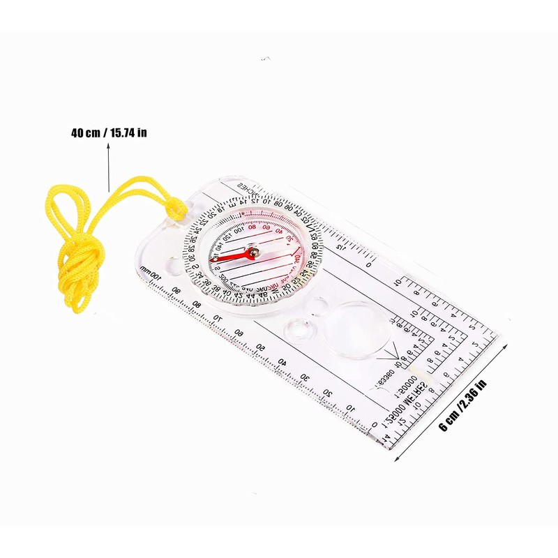 Shiwaki Navigation Compass, ABS Plastic, Adjustable Declination, Waterproof, Lightweight, Map