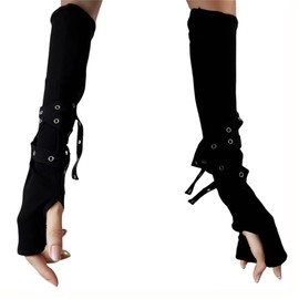 Twfsgirl Goth Fingerless Arm Warmers Women Punk Gothic Fingerless Elbow Length