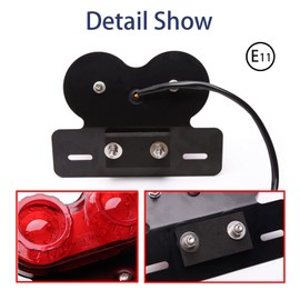 JMTBNO Motorcycle Rear Light LED Brake Light Indicator Number Plate Light with Number Plate Holder Universal Lamp E-Approved 12 V for Street Bike Cruiser Chopper Bobber Cafe Racer Scooter