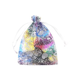 QIANHAILIZZ 100 Pack Colorful Tree Organza Jewelry Gift Pouch Candy Pouch Drawstring Wedding Favor Bags (White, 5 x 7 inch)