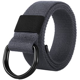 ITIEZY Canvas Work Belt, Men's Belt Without Holes Continuously Adjustable Outdoor Fabric Belt for Work and Travel, 02 Grey