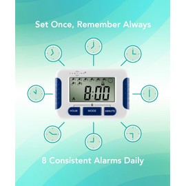 Pill Reminder with 8 Alarms per Day, Pill Tracker, Pill Timer, Medication Reminder Devices, Medication Tracker, Essential Parkinson's Patient Gadget