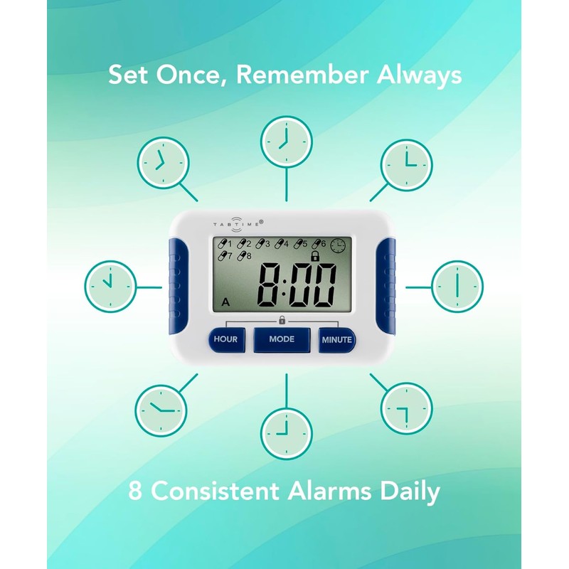 Pill Reminder with 8 Alarms per Day, Pill Tracker, Pill