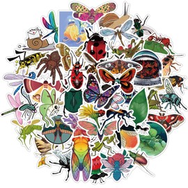 50Pcs Insects Bug Stickers Water Bottles Laptop Phone Skateboard Scrapbooking Journals Car Cute Animal Butterflies Stickers Vinyl Waterproof Aesthetic Stickers Pack for Teens Kids Adults Children Boys