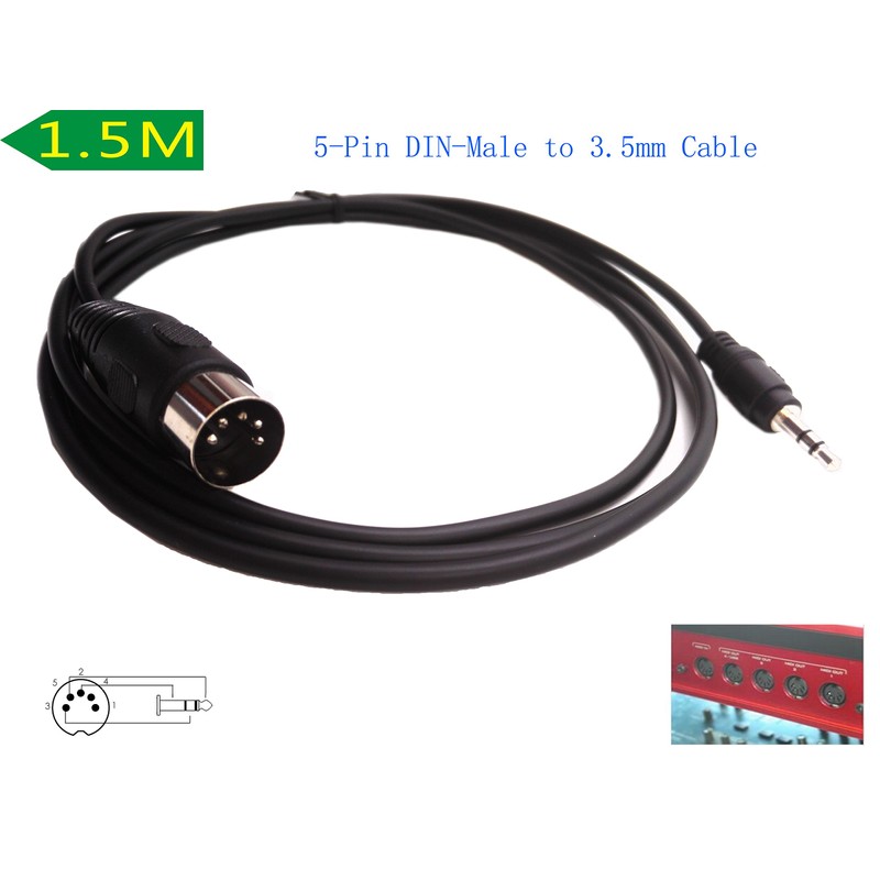 SinLoon 5 Pin Din to 3.5mm (1/8in) TRS, 1.5M/5ft 5-Pin