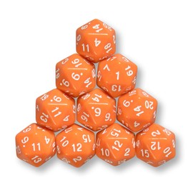 10x Polyhedral W20 Dice for Role and Tabletop Games (Orange)