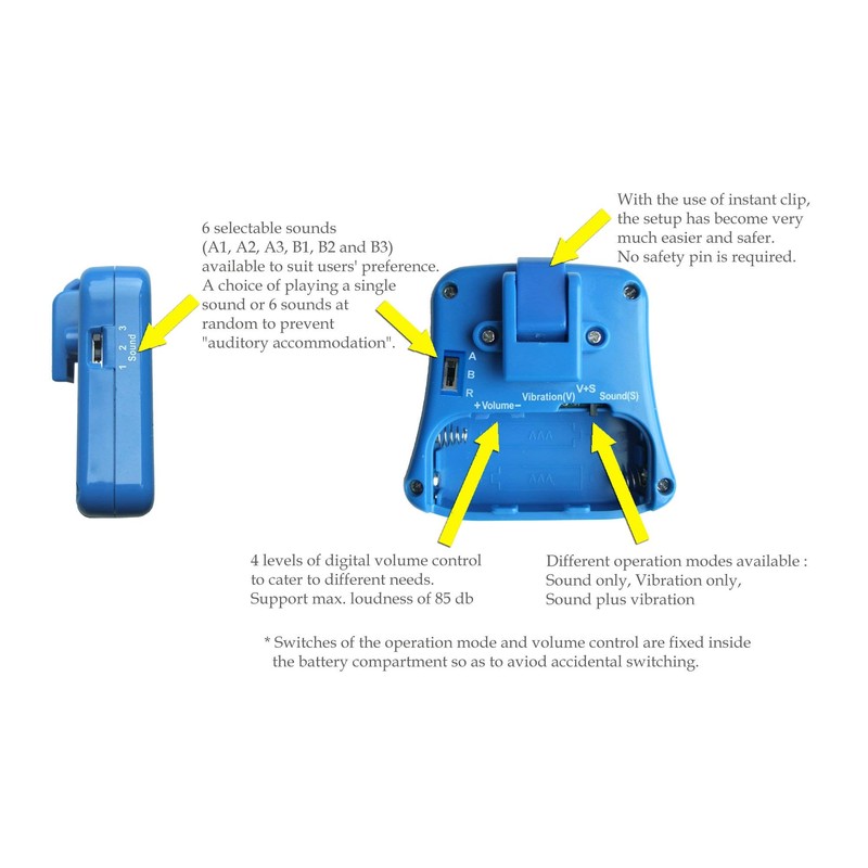 New DryEasy Bedwetting Alarm With Volume Control, 6 Selectable Sounds