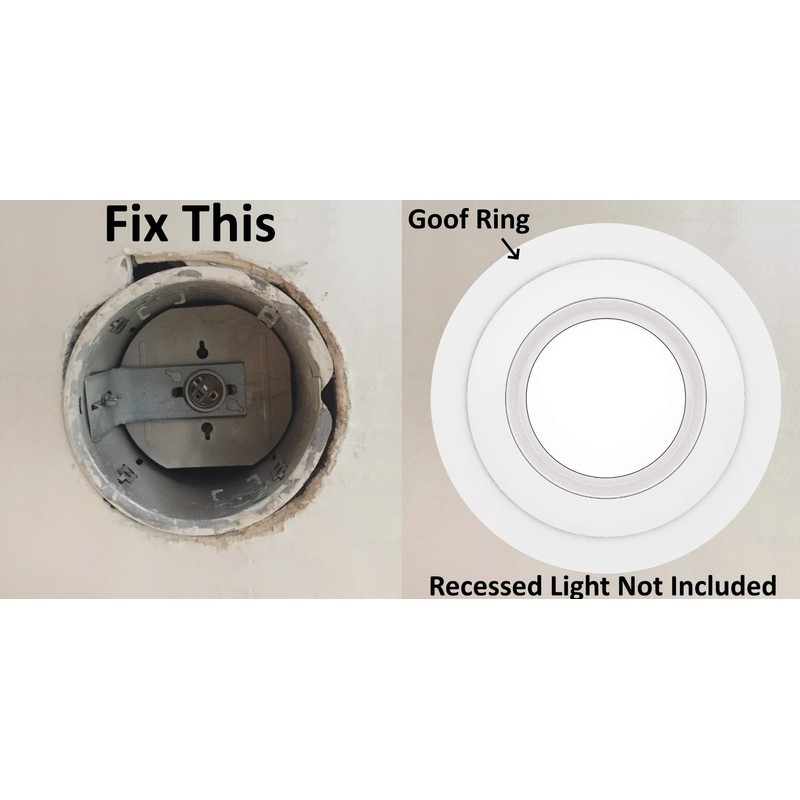 6 Pack Gloss White Goof Trim Ring for 4" Inch
