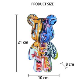 Coniuty Graffiti Bear Decorative Animal Resin Sculpture Home Decor Statue, Art Figure Home Ornament Decoration for Office, Living Room, Bedroom, Bookcase, TV Cabinet, Desktop (Type A)