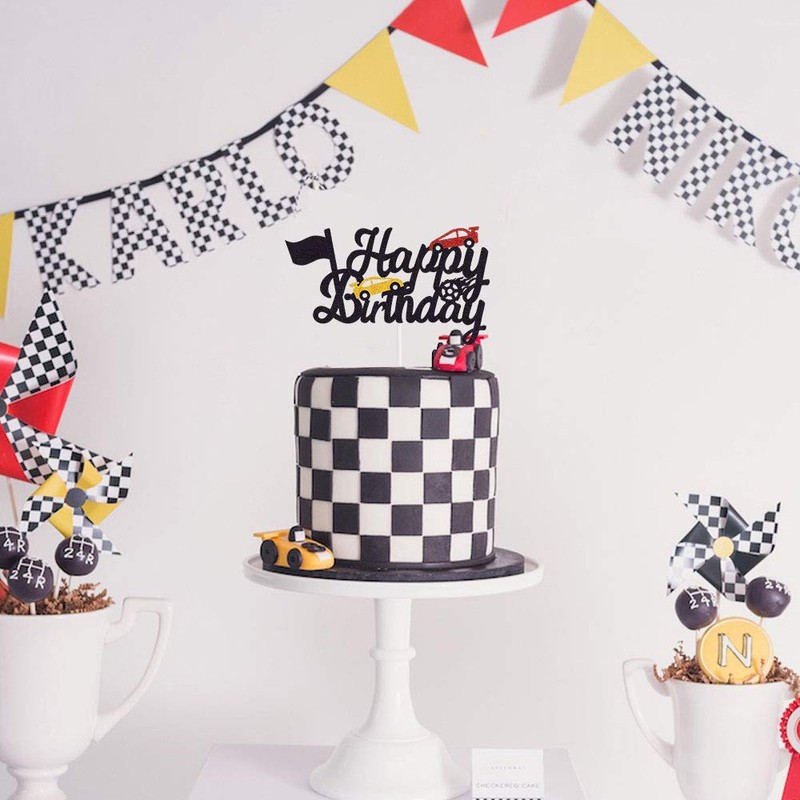 Decoración para tarta de cumpleaños para niños y niñas Auto