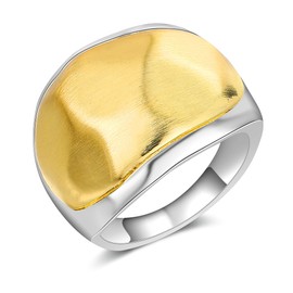 Mytys 14K Gold Plated Ring for Women,Chunky Twisted Band Rings Stackable Chain Link Rings Mother's Day Jewelry Gift (Gold and Silver, 7)