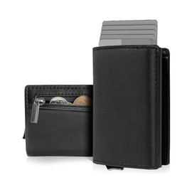 AQIANGZI Wallet, slim wallet, wallet for men, wallet for men, black wallet, RFID wallet, wallets for men and women with coin pockets., black, Modern