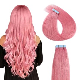 YILITE 16" Hot Pink 100% Remy Human Hair Extensions Straight 20g/pack, 40.6 cm, Hot Pink