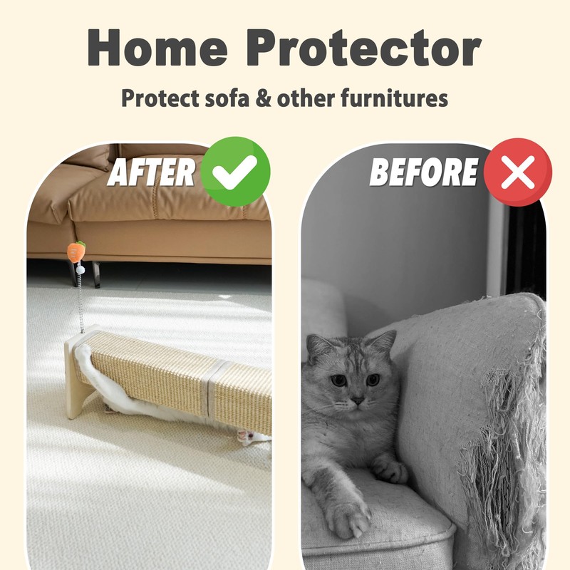 Meeyoview 30" Horizontal Scratching Post, Sisal Cat Scratcher with Spring