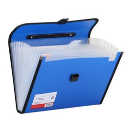 File Folders 13 Pocket with Handle,A4 File Organizer with Mesh Bag and Lid，Folder Large Capicity ，File Folder Waterproof,Accordion File Organizer for Home Office School-Blue/Black