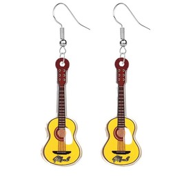ONLYJUMP Acrylic Guitar Drop Earrings for Women Retro Renaissance Rock Band Music Guitar Dangle Earrings Punk Style Violin Instrument Drop Earrings Jewelry Gifts (Yellow)
