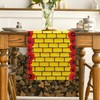 Yellow Brick Road Table Runner Brick Stone Wall Red Flower