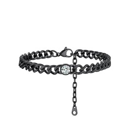 FOCALOOK Black Anklets for Women Stainless Steel Ankle Chain Cuban Link Anklet Adjustable Large Bracelets Party Crystal Ankle Bracelet April Birthstone Synthetic Diamond Foot Jewelry